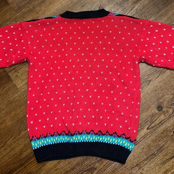Complements 90s Retro Red Colorful Knit Button Up Cardigan Sweater Size S - Picture 3 of 14